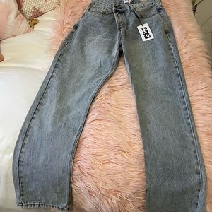 Holly Asymmetric Straight Leg Jean Light Wash